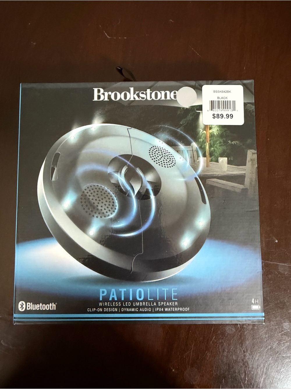 New Brookstone Black PatioLite LED Umbrella Speaker